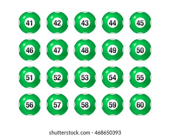 Vector Bingo / Lottery Number Balls Set  41 to 60