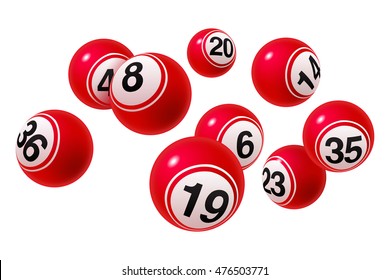 Vector Bingo / Lottery Number Balls Set Red