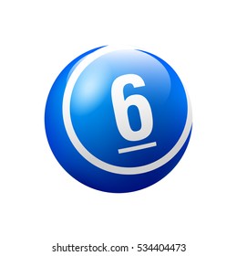 Vector Bingo / Lottery Number Balls Isolated on White Background - 6 with underline