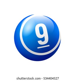 Vector Bingo / Lottery Number Balls Isolated on White Background - 9 with underline