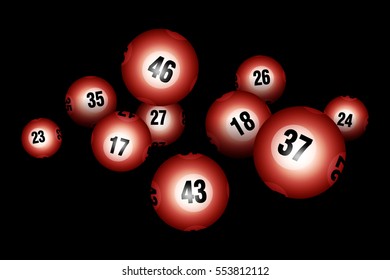 Vector Bingo / Lottery Number Balls Set on Background-RED