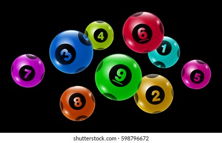 Vector Bingo / Lottery Number Balls Set - Colorful - 1 to 9