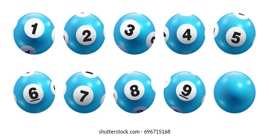 Vector Bingo / Lottery Number Balls 1 to 9 Set Isolated on White Background- Aqua Blue