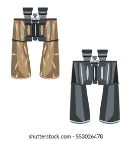 Vector binoculars isolated on white background. Flat style design illustration, icon.