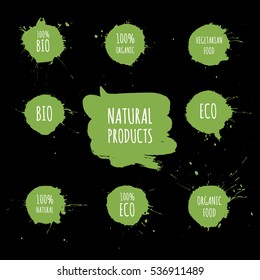 Vector bio, eco blots icons.
Organic logo and design elements set.
Abstract ink splashes. Hand drawn vector illustration.