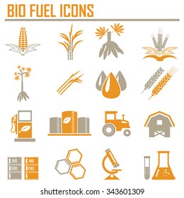 Vector bio fuels refinery plant , bio diesel , icons