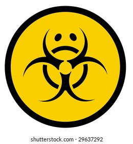 Vector bio hazard symbol with sad face
