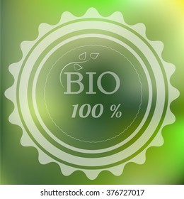 Vector bio logo on the green blurred background