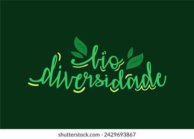 Vector Biodiversidade. Biodiversity in brazilian portuguese illustrated hand lettering vector