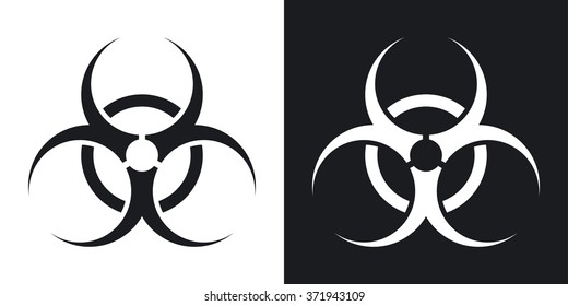Vector biohazard sign or icon. Two-tone version on black and white background