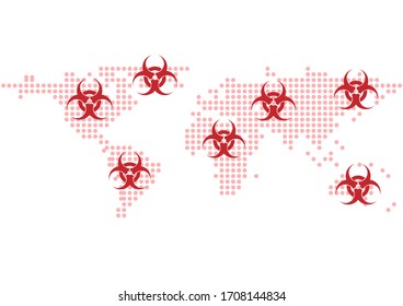 Vector Biohazard stop COVID-19 World Globe Vector Map. illustration vector design background