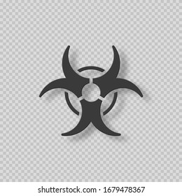 Biogefährdungszeichen der Vektorillustration Alarmzeichen für biologische Bedrohung 3D-Stil einzeln auf transparentem Hintergrund.