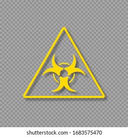 Vector biohazard warning symbol. Biological threat alert sign. 3d style isolated on transparent background.