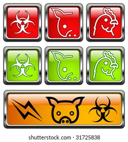 Vector bio-hazard warning symbol on yellow caution sign, illustration