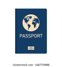 Biometrische blaue Reisepassabdeckung der Vektorillustration einzeln auf weißem Hintergrund. Identitätsdokument mit digitaler ID. 