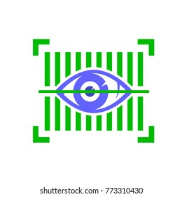 Vector Biometric Identification System for Eyes. Iris Verification Person on White Background. Face Recognition Icon. Human Digital Identity