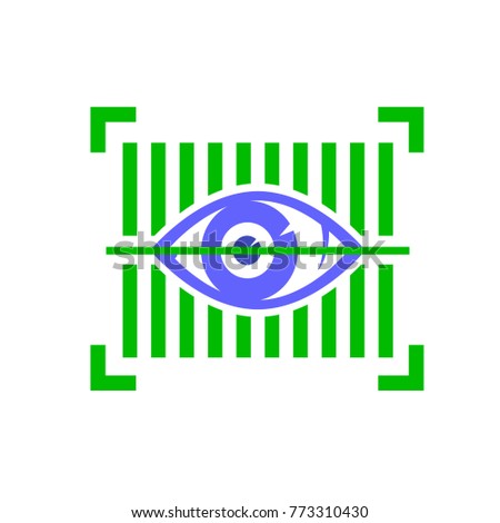 Vector Biometric Identification System for Eyes. Iris Verification Person on White Background. Face Recognition Icon. Human Digital Identity