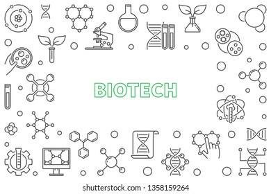 Vector Biotech concept creative horizontal outline frame or illustration