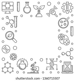 Vector Biotechnology or Biotech concept square simple frame or illustration in outline style