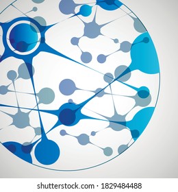 Vector biotechnology illustration. Science design molecule, formula, DNA
