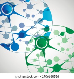 Vector biotechnology illustration. Science design molecule, formula, DNA
