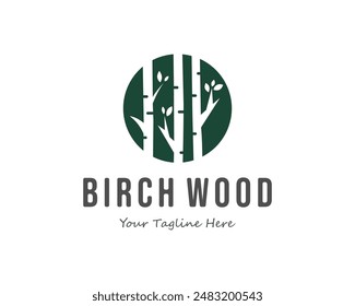 vector birch wood logo. white background