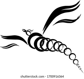 Pájaro vector, negro, logotipo de Illustración
