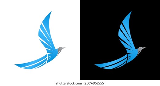 vector bird blue color on white background