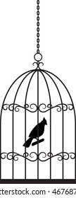 vector bird cage with decorative wrought iron elements