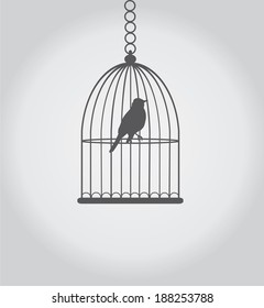 vector bird in cage