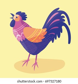 Vector bird. Cartoon animal. Rooster.