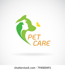 Vector of bird, cat, dog and butterfly on white background. Pet Care. Banners Animal. Easy editable layered vector illustration.