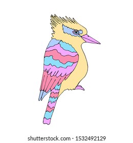 Vector bird of cute color. Unicorn explosion. Rainbow splash. Kawaii design isolated on white