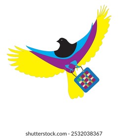 Vector Bird delivering gift packages or orders