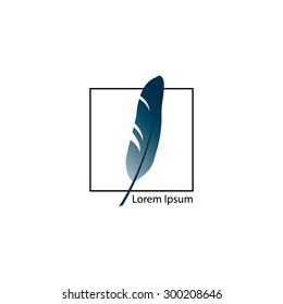 Vector bird feather brush icon, symbol, logo.