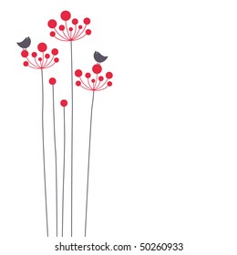 Vector Bird And Flower Background