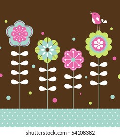 vector bird and flower background design