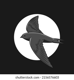 Vector bird with flying position in the air