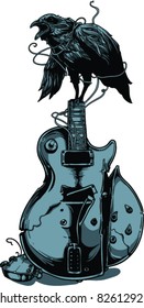 Vector bird with guitar