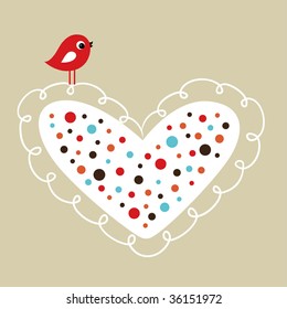 vector bird with heart