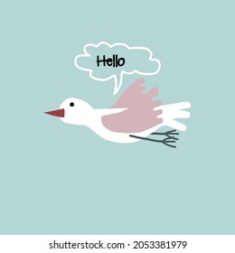 vector bird with hello letter suitable for greeting cards, baby cloth and print