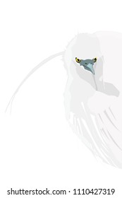 Vector bird. Heron, Vector image. White background.