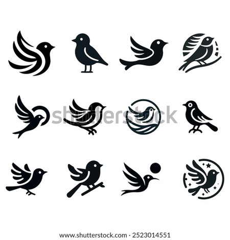 vector bird icon silhouette with white background 