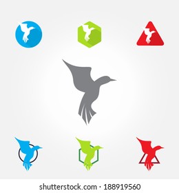 Vector bird icon symbol set