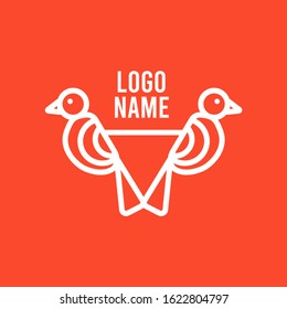 Vector bird icons in outline style, abstract icons and emblems, logo design templates