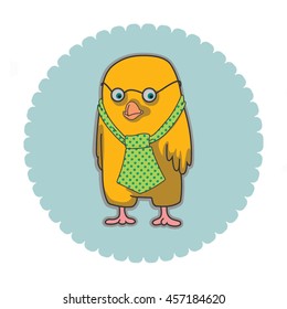 vector bird,  illustration, color bright character, animal, icon 
