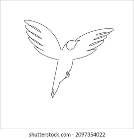 Vector bird isolated on a white background. Line art doodle element. Black and white contour. Symbol or logo in minimalism style. 
