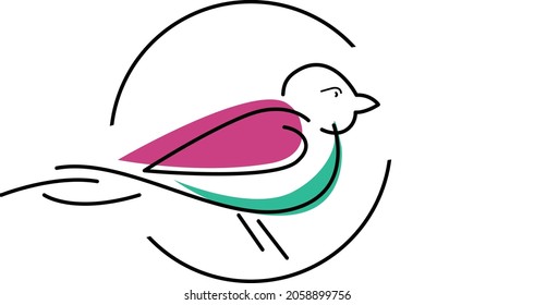 Vector bird in Line Art
