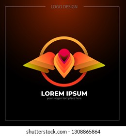 Vector bird Logo. Abstract bird icons isolated on black, vector emblem logo template