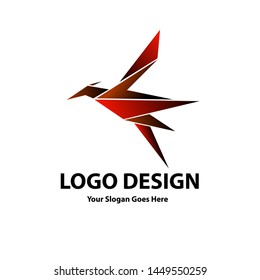 Vector Bird Logo design red and black gradient color for your design. Simple template easy to use.